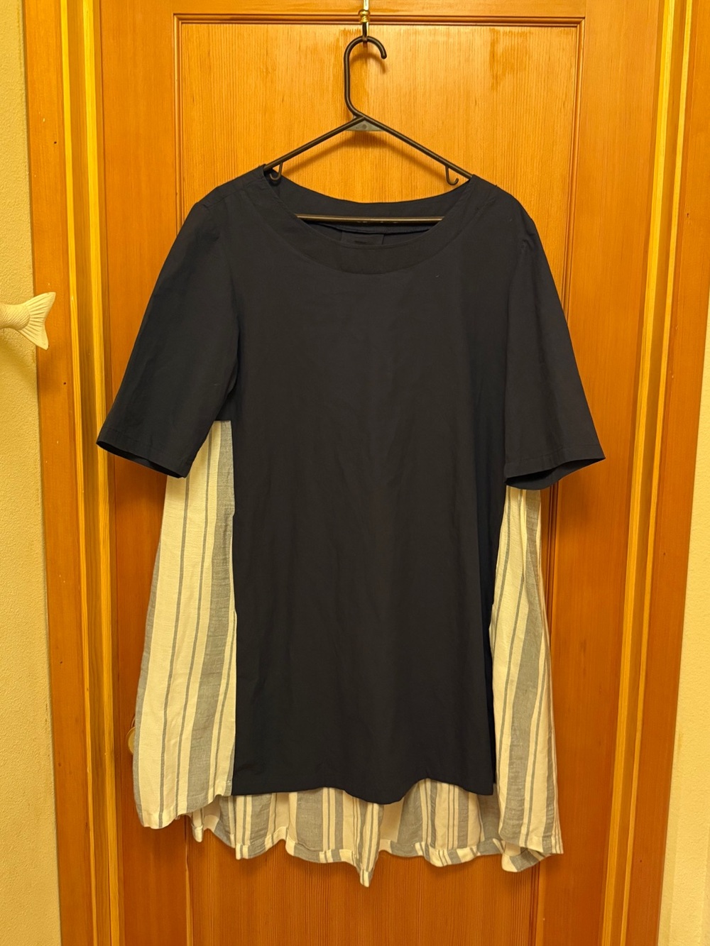 Gershon Bram Asymmetrical Striped Panel Avant-Garde Midi Dress